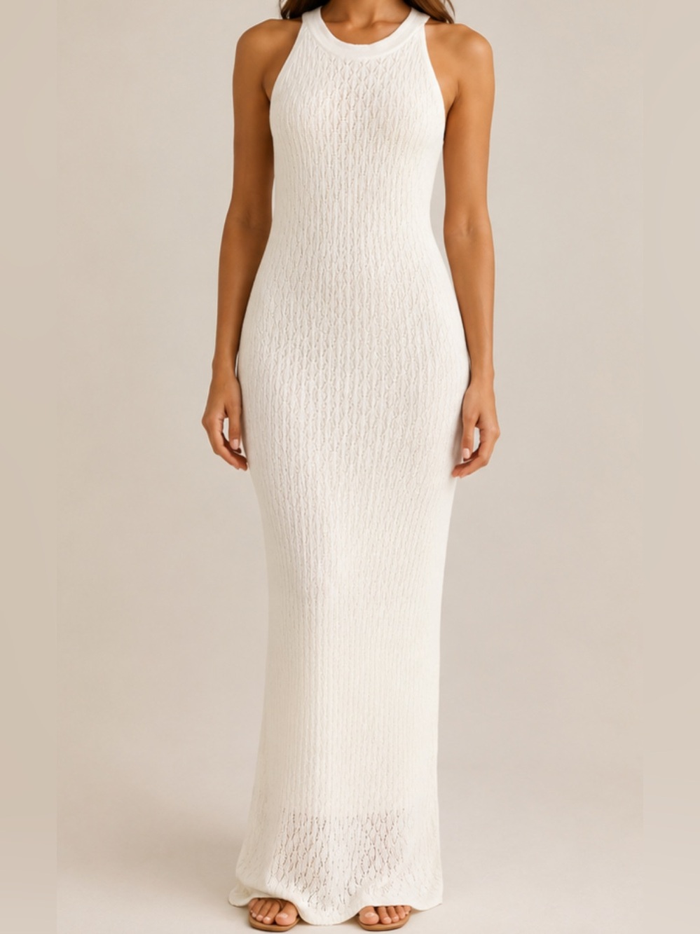 House of Harlow 1960 Boho Crochet Knit Midi maxi stretchy Beach Dress women’s L